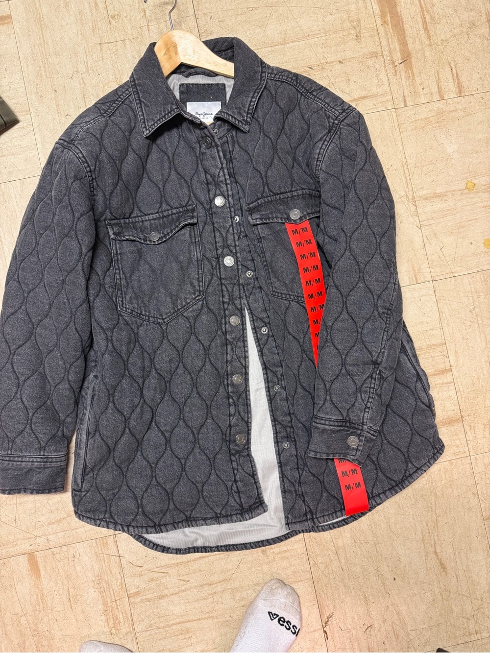 Pepe Jeans Quilted Black Denim Shirt Jacket